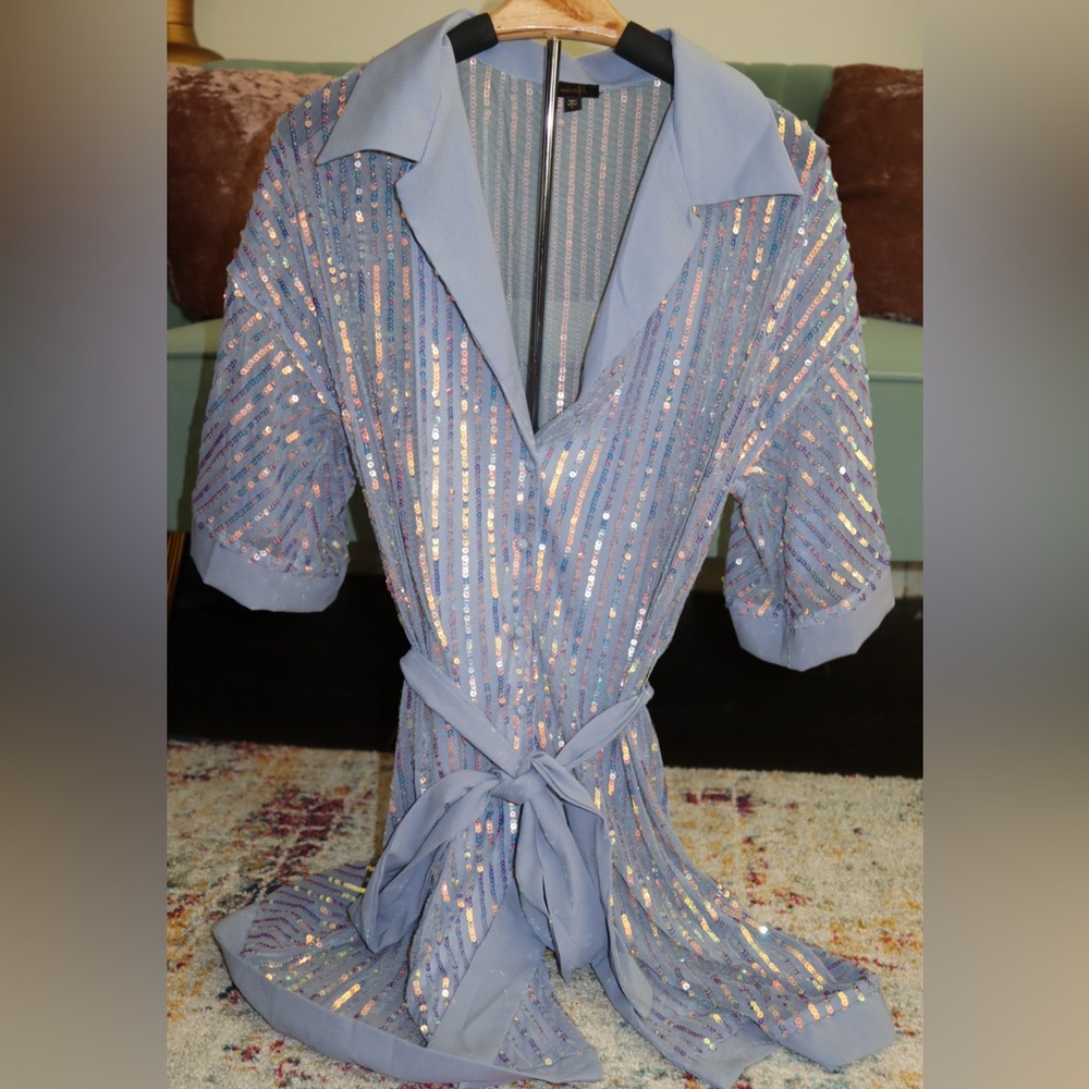 Blue Sequin Oversized Dress